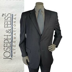 Joseph & Feiss Suit Mens 42R Classic Gray Pinstripe 100% Wool Pants 38x30 Pleat